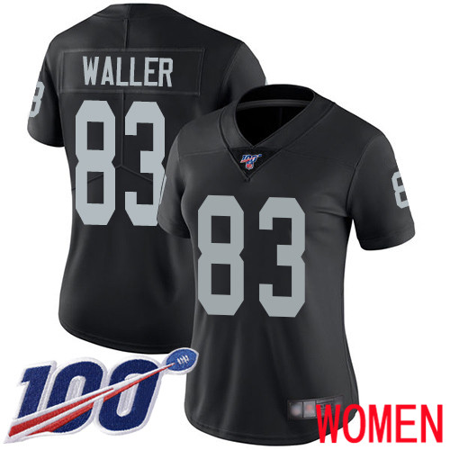 Oakland Raiders Limited Black Women Darren Waller Home Jersey NFL Football #83 100th Season Vapor Jersey->women nfl jersey->Women Jersey